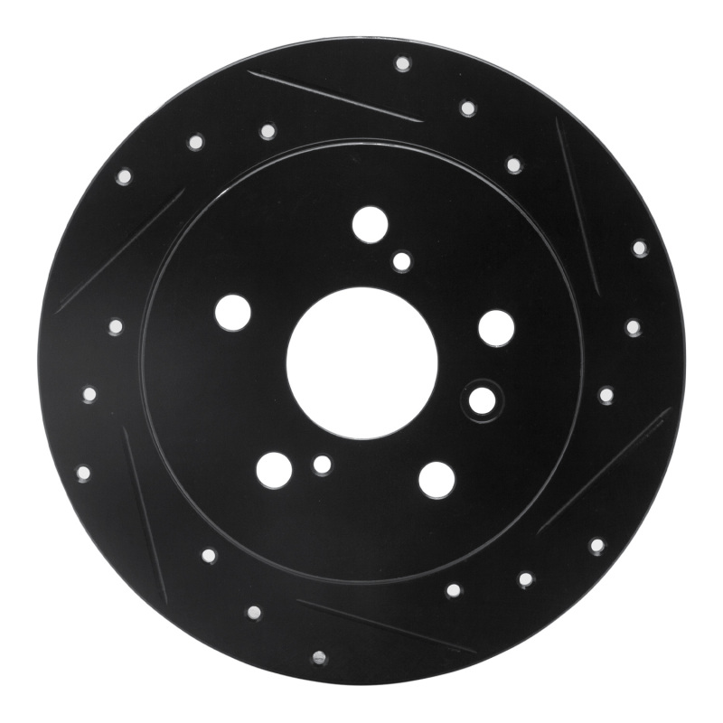 Lexus ES350 Brake Rotor (1) - Rear Right - R1 Concepts - Drilled & Slotted - Black - `07-`12